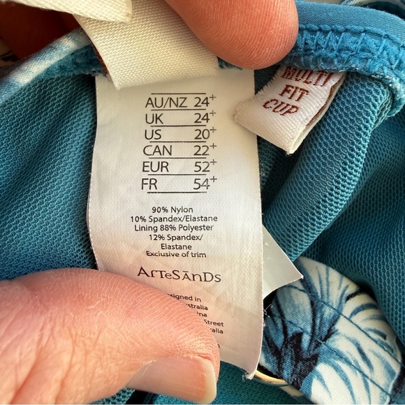 Artesands One Piece Swimsuit Blue Teal Floral Women’s Size 20 - Picture 3 of 5